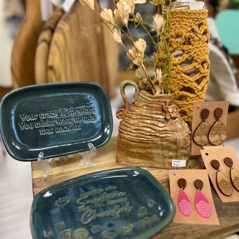Various ceramics and earings with debossed surface artwork - Kaylene Horgan - Rockridge Creations