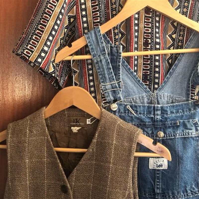 A selection of vintage clothing from Bryher Store